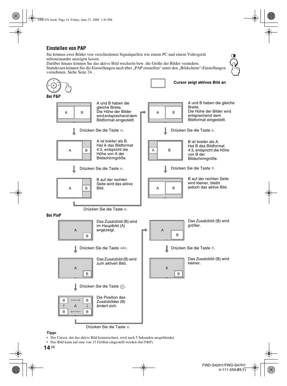 Einstellen von pap | LG LS47F User Manual | Page 148 / 304