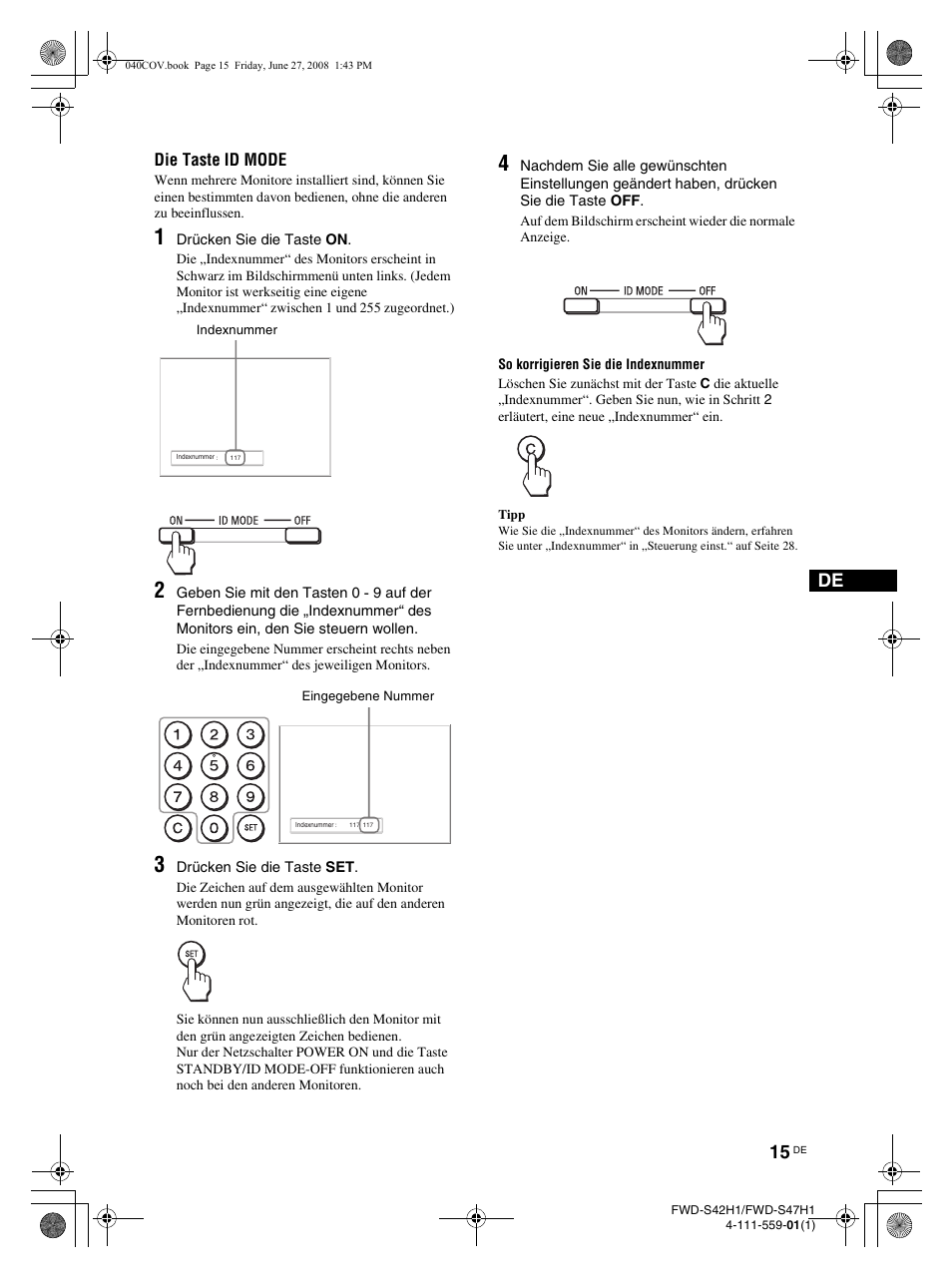 Die taste id mode | LG LS47F User Manual | Page 149 / 304