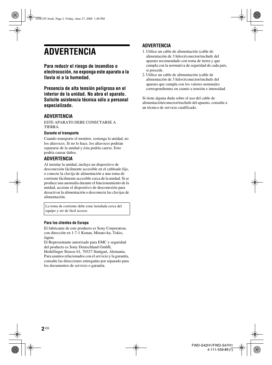 Advertencia | LG LS47F User Manual | Page 180 / 304