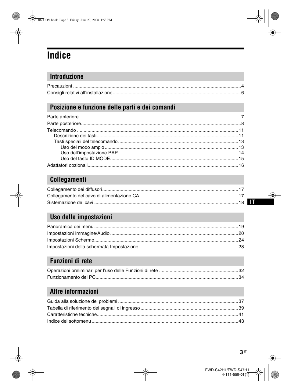Indice | LG LS47F User Manual | Page 223 / 304