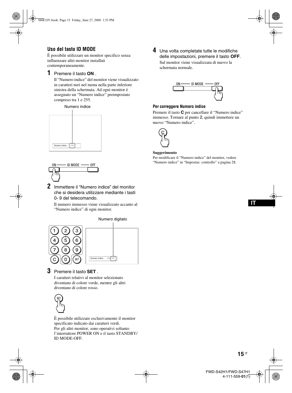Uso del tasto id mode | LG LS47F User Manual | Page 235 / 304