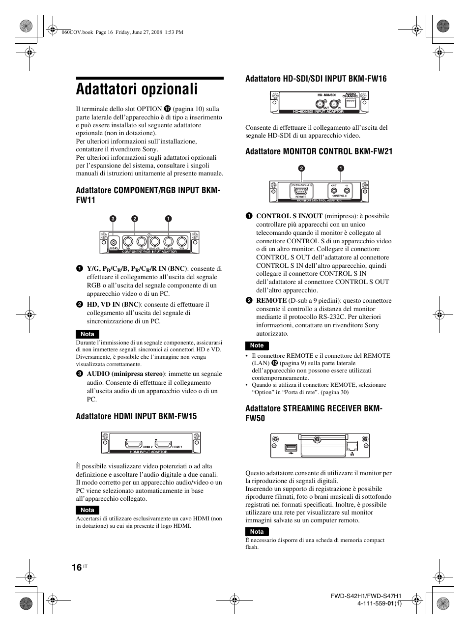 Adattatori opzionali | LG LS47F User Manual | Page 236 / 304