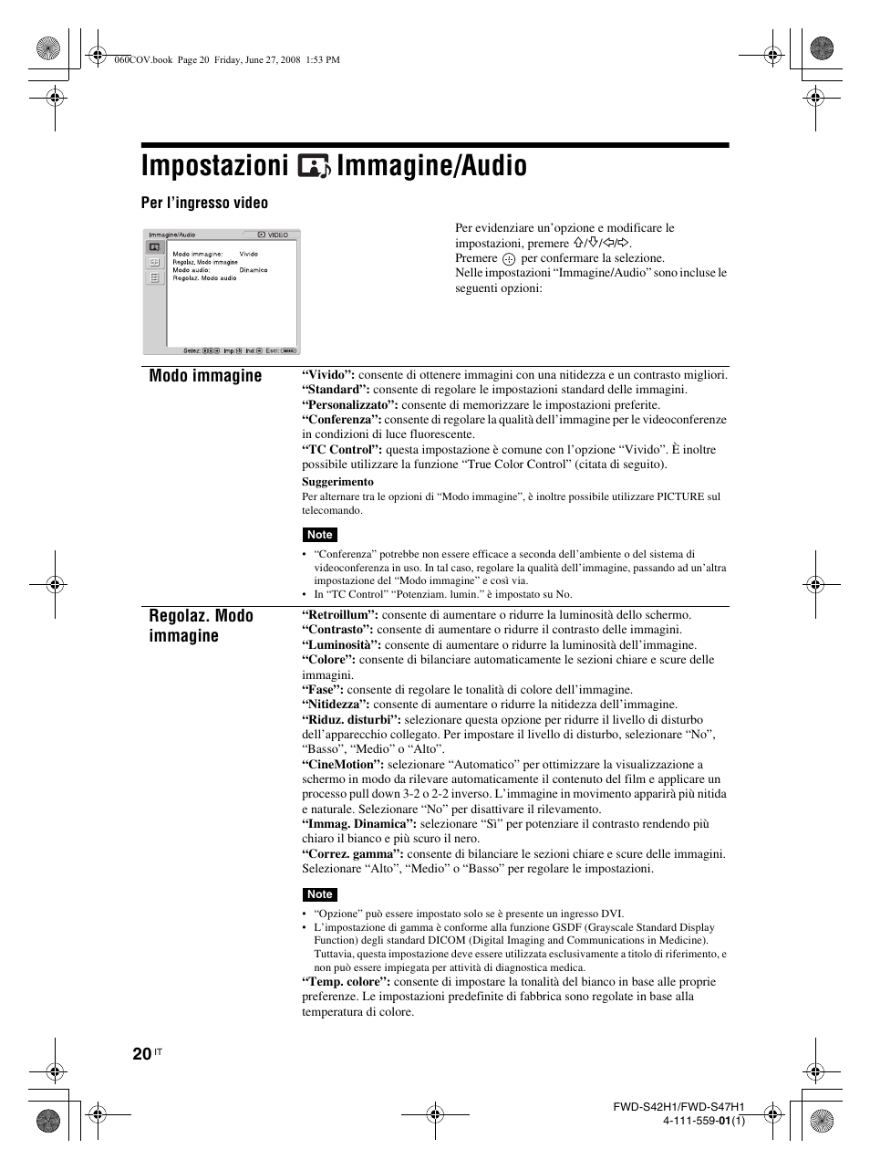 Impostazioni immagine/audio, Modo immagine, Regolaz. modo immagine | LG LS47F User Manual | Page 240 / 304