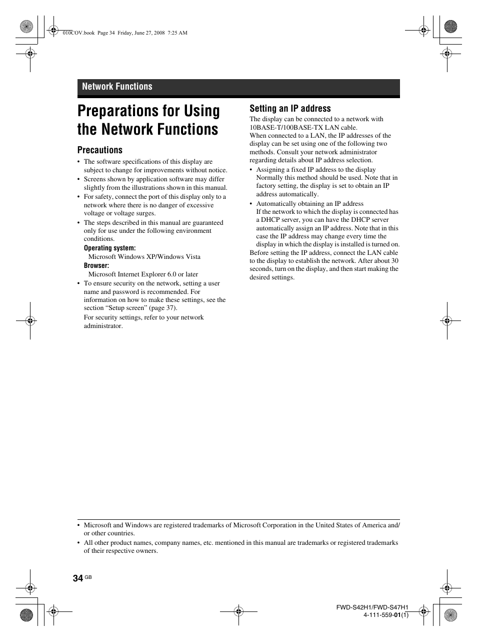 Preparations for using the network functions | LG LS47F User Manual | Page 82 / 304
