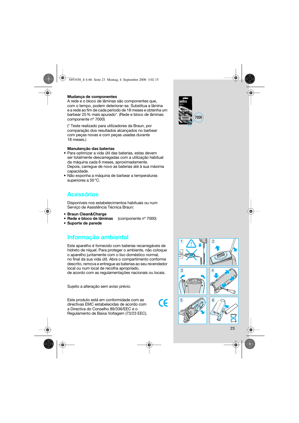 Acessórios, Informação ambiental | Braun 7505 Syncro  DE User Manual | Page 23 / 63