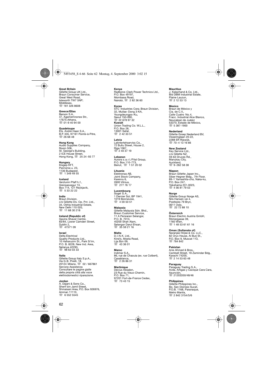 Braun 7505 Syncro  DE User Manual | Page 62 / 63