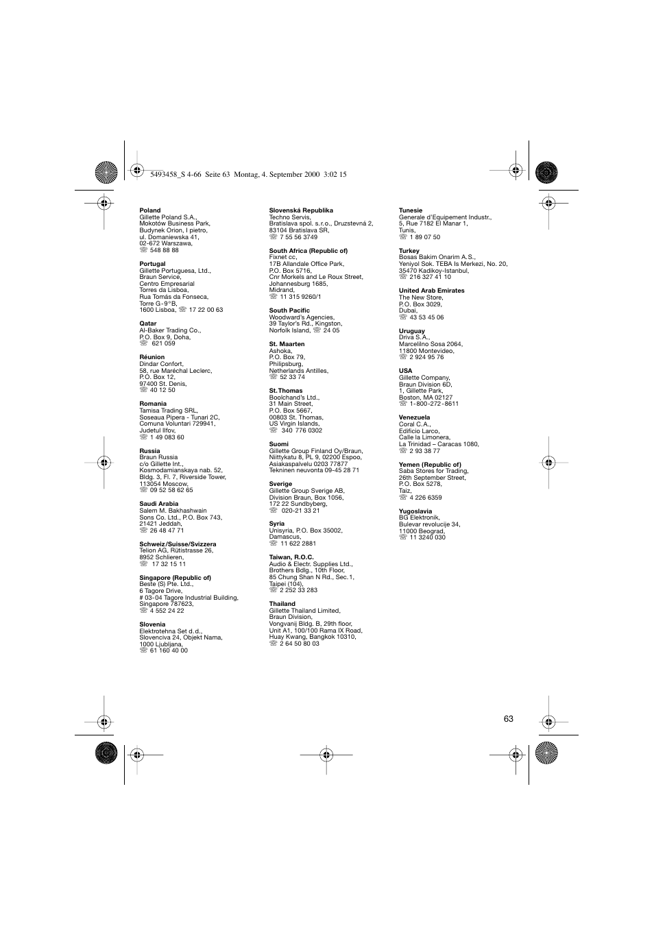 Braun 7505 Syncro  DE User Manual | Page 63 / 63