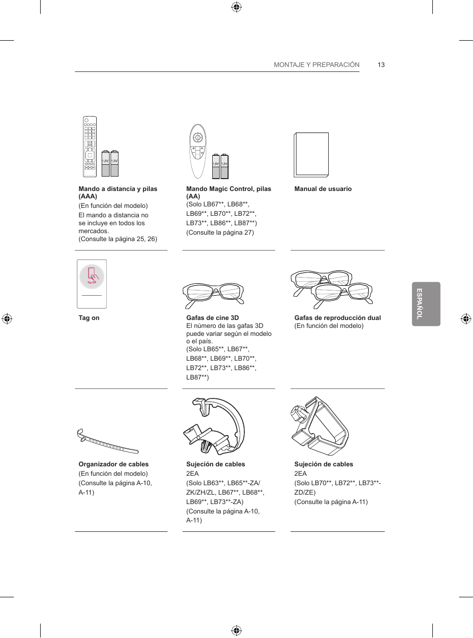 Procedimiento de instalación, Montaje y preparación, Desembalaje | LG 42LB700V User Manual | Page 201 / 360