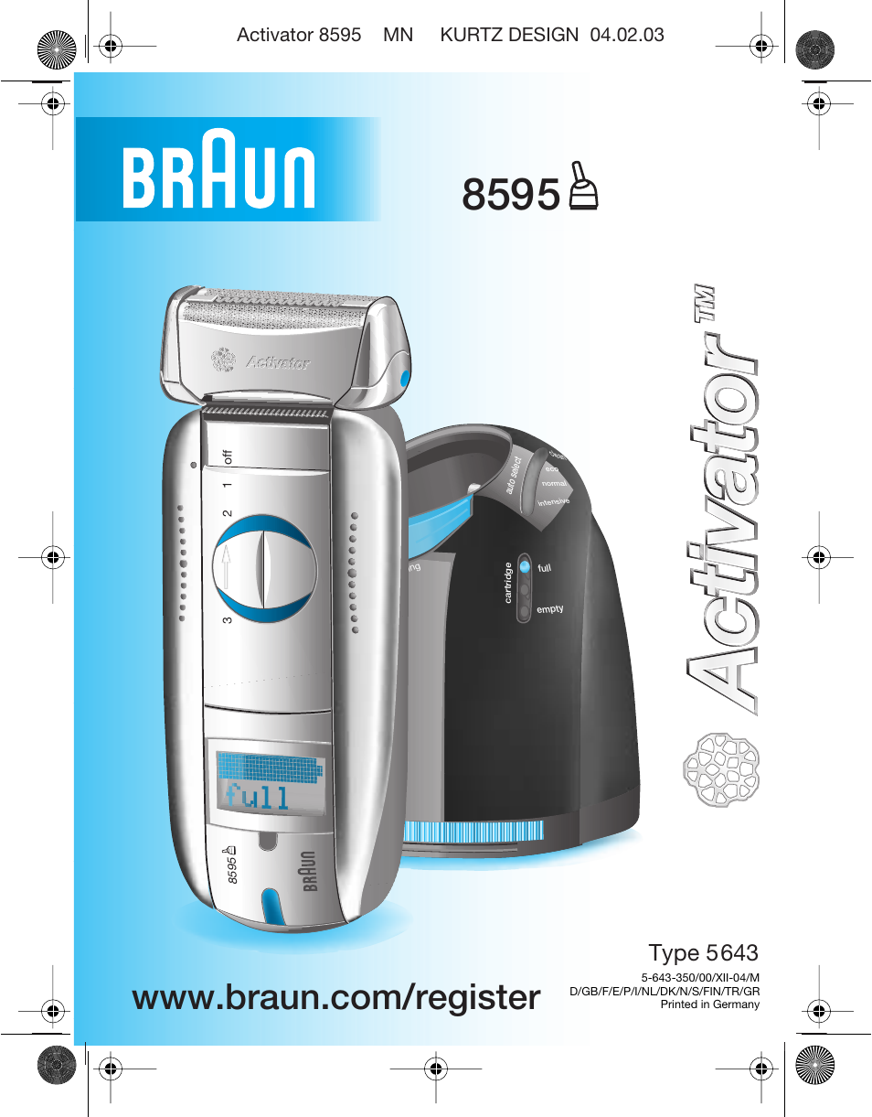 Braun 8595 Activator  EU User Manual | 99 pages
