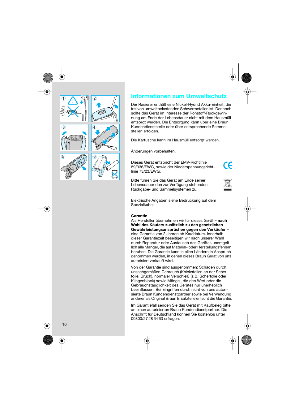 Informationen zum umweltschutz | Braun 8595 Activator  EU User Manual | Page 10 / 99