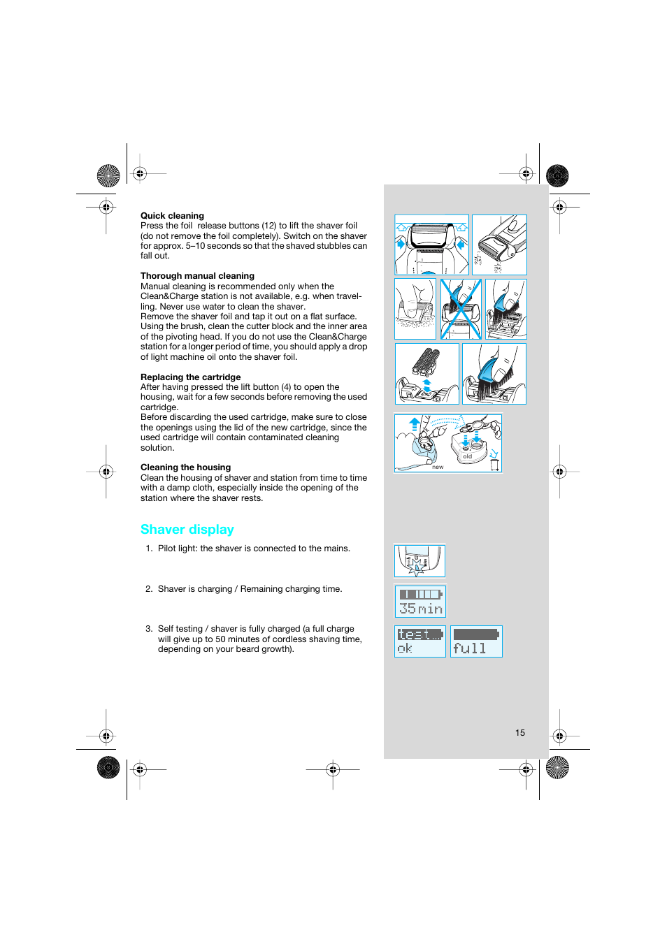 Shaver display | Braun 8595 Activator  EU User Manual | Page 15 / 99