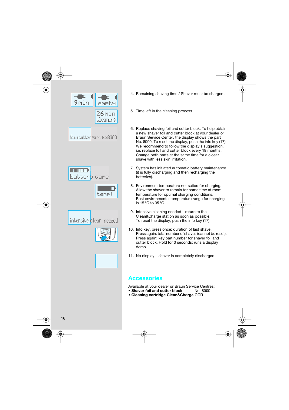 Accessories | Braun 8595 Activator  EU User Manual | Page 16 / 99