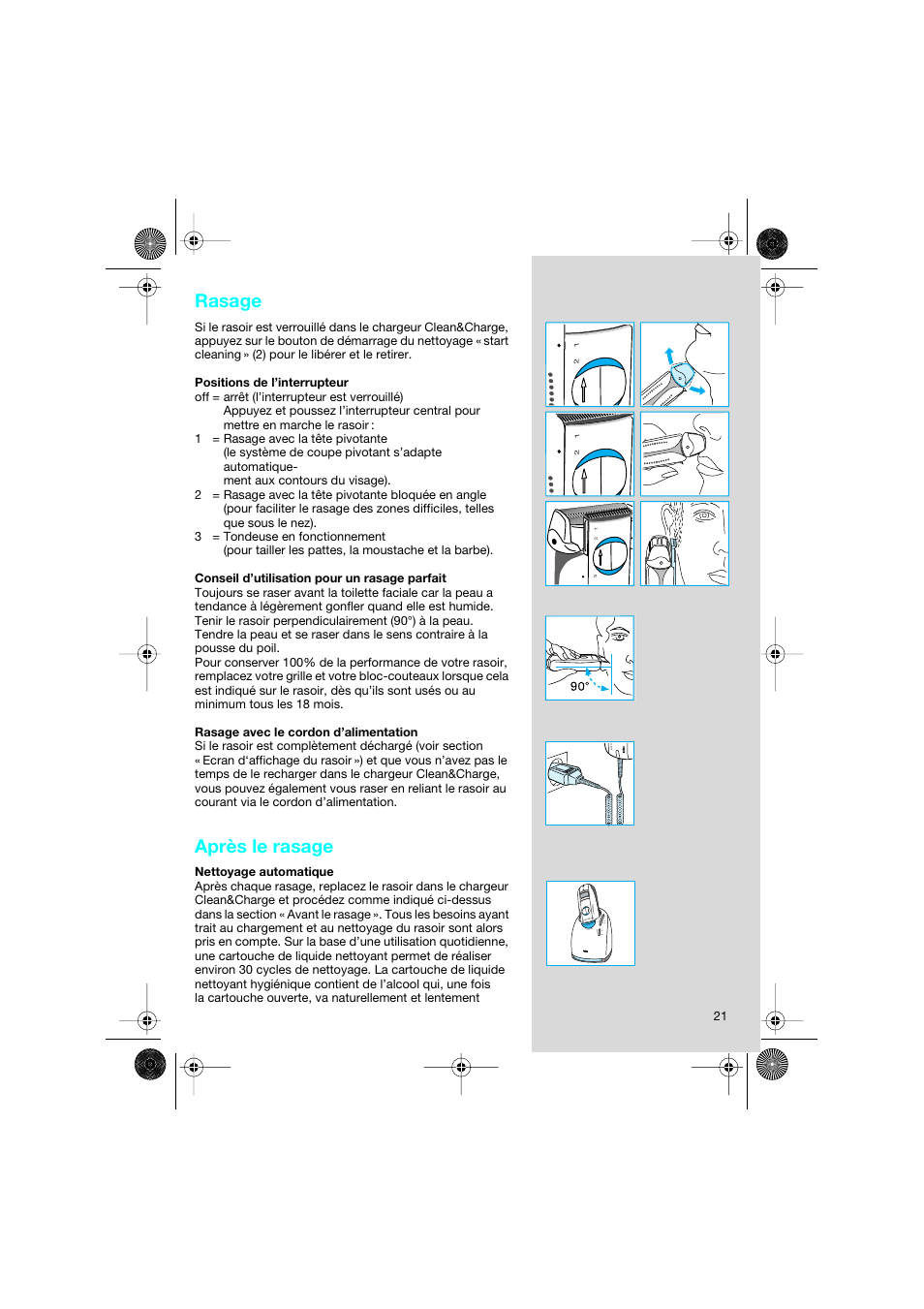 Rasage, Après le rasage | Braun 8595 Activator  EU User Manual | Page 21 / 99