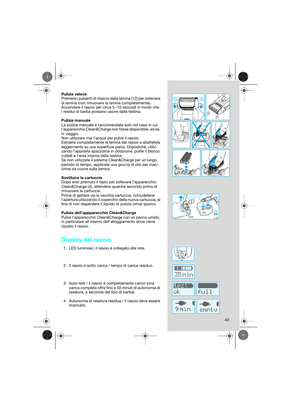 Display del rasoio | Braun 8595 Activator  EU User Manual | Page 43 / 99