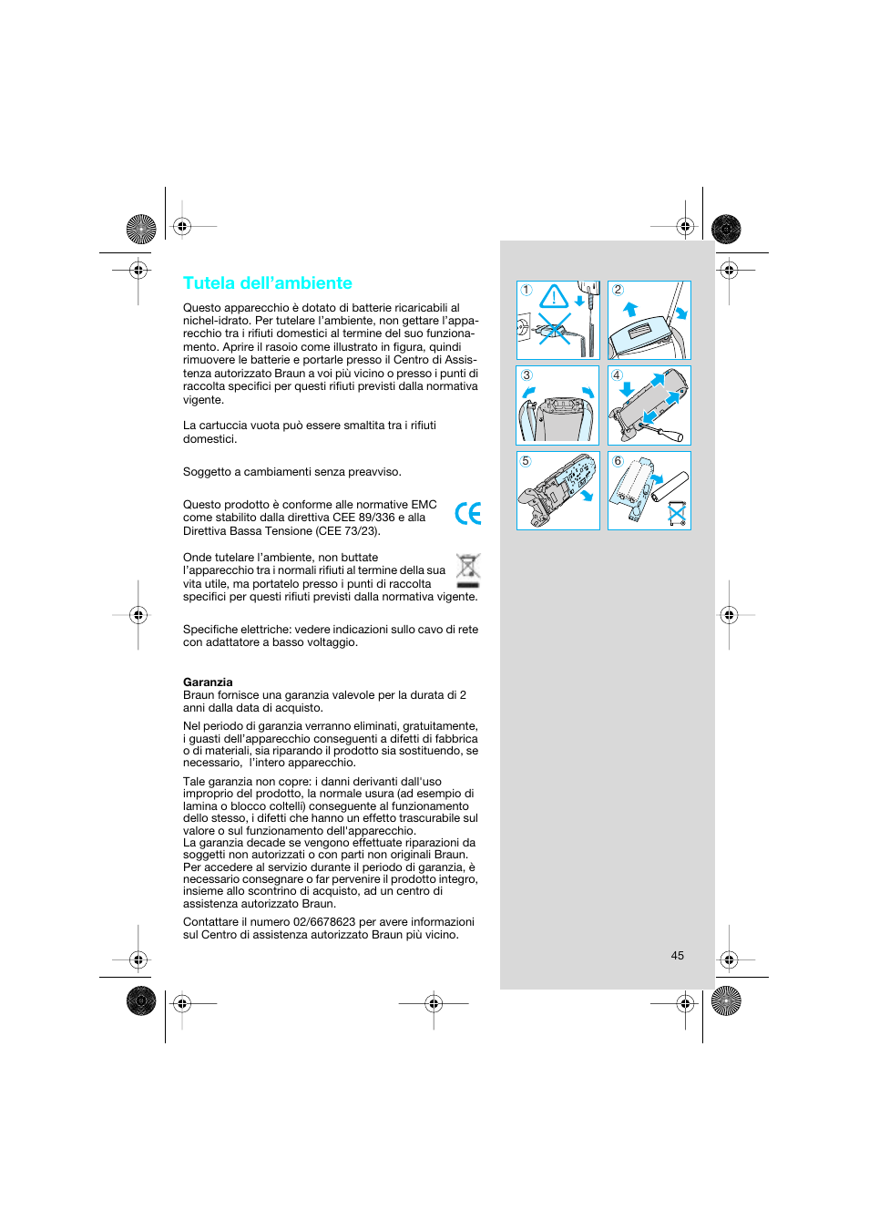 Tutela dell’ambiente | Braun 8595 Activator  EU User Manual | Page 45 / 99