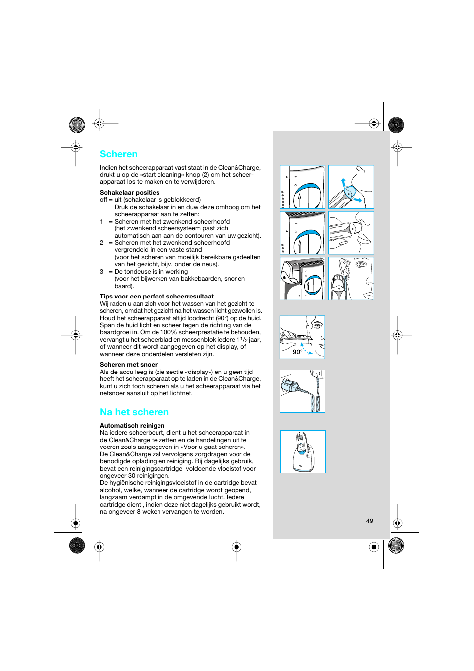 Scheren, Na het scheren | Braun 8595 Activator  EU User Manual | Page 49 / 99
