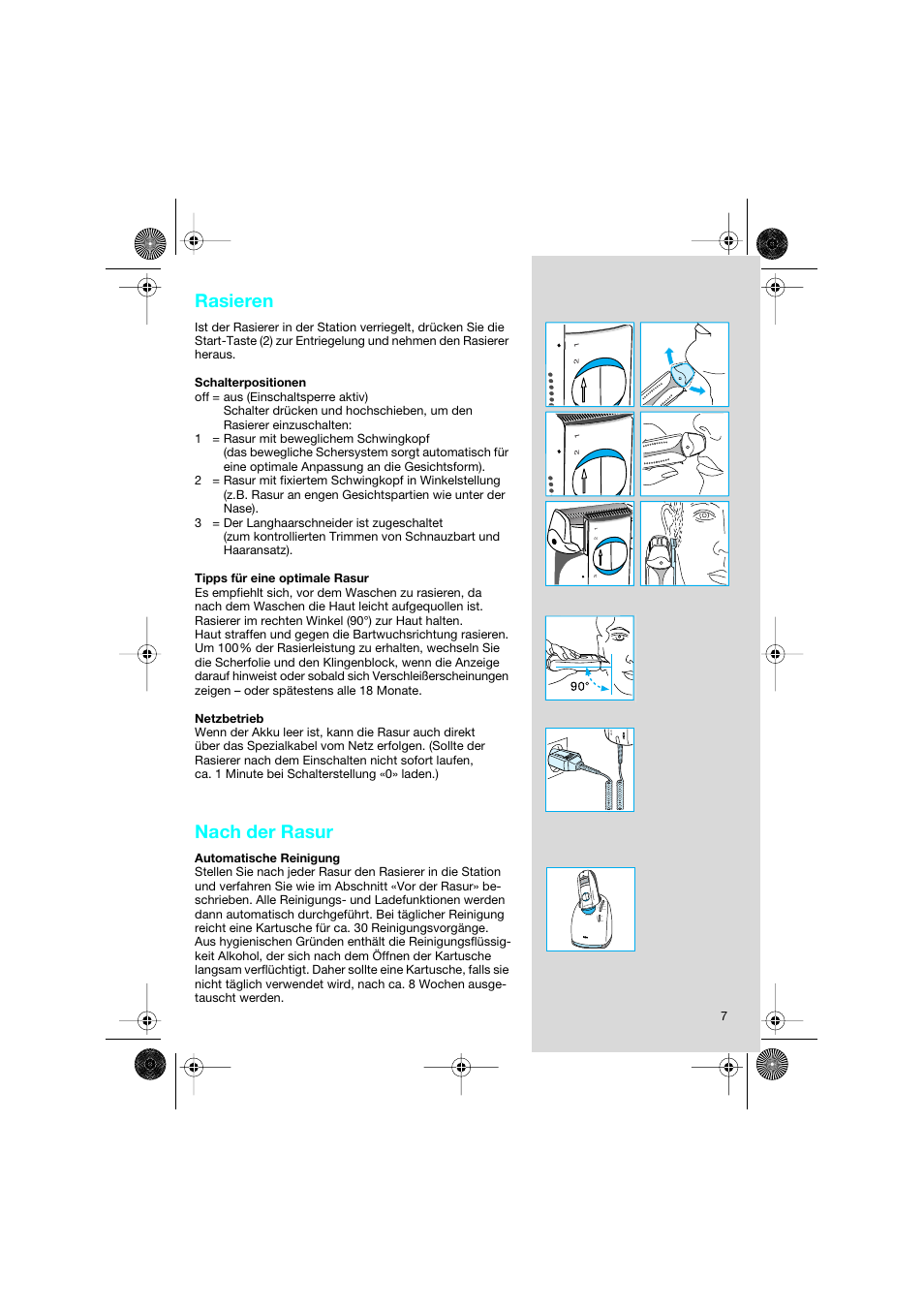 Rasieren, Nach der rasur | Braun 8595 Activator  EU User Manual | Page 7 / 99