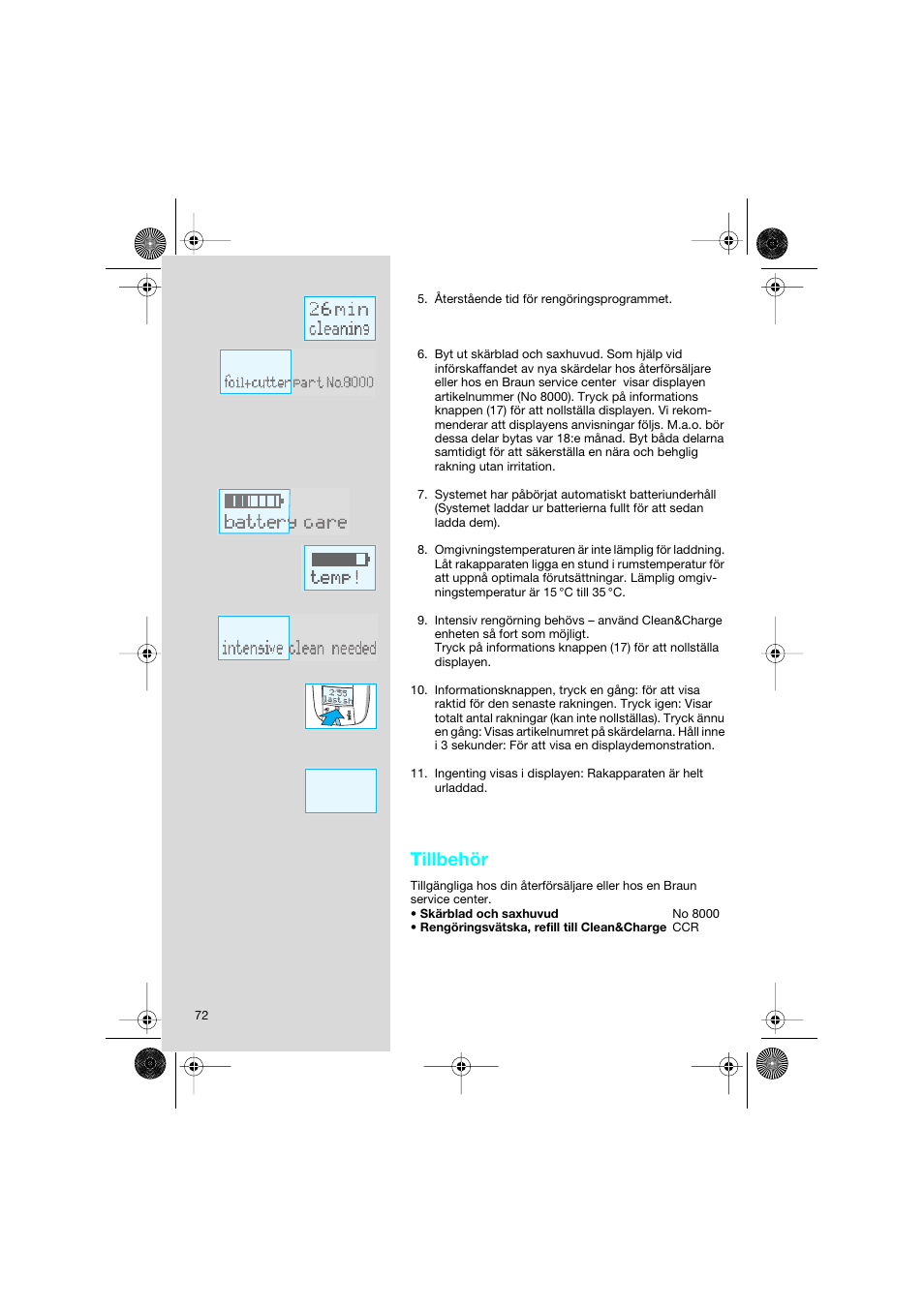Tillbehör | Braun 8595 Activator  EU User Manual | Page 72 / 99