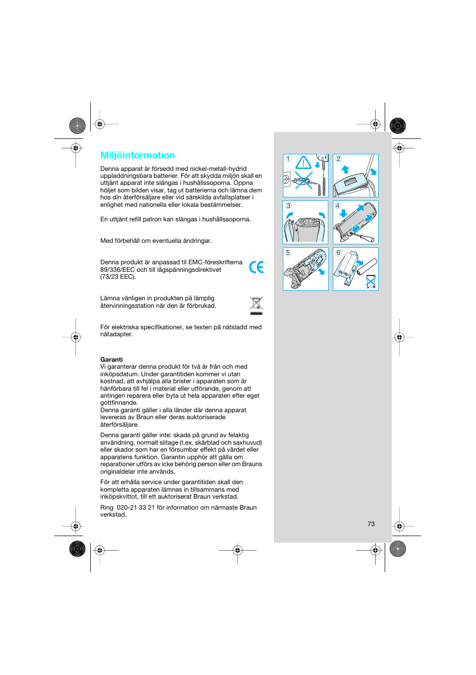 Miljöinformation | Braun 8595 Activator  EU User Manual | Page 73 / 99