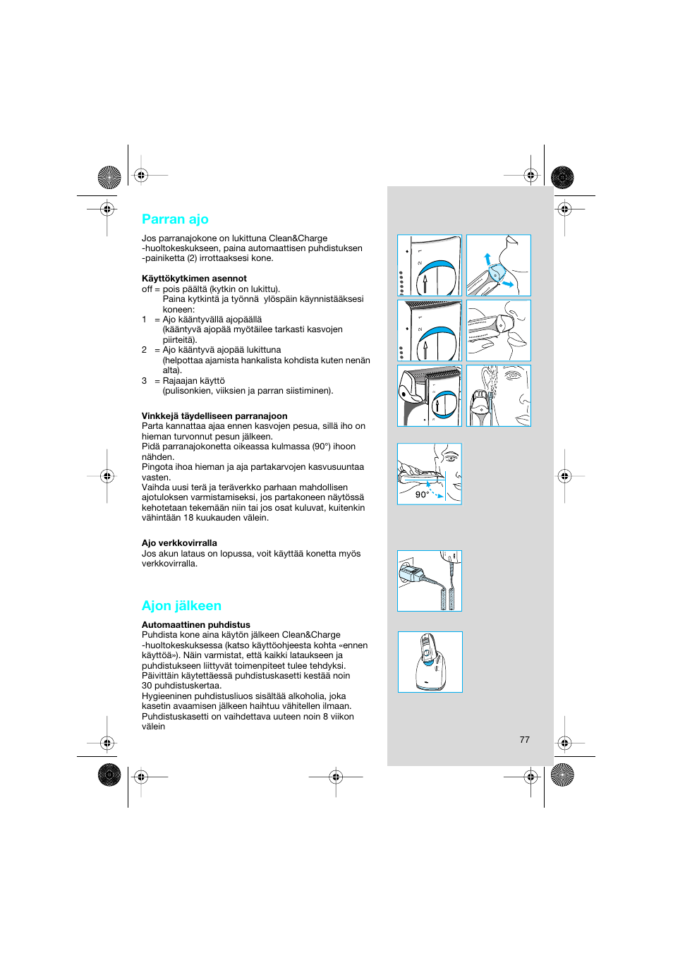 Parran ajo, Ajon jälkeen | Braun 8595 Activator  EU User Manual | Page 77 / 99