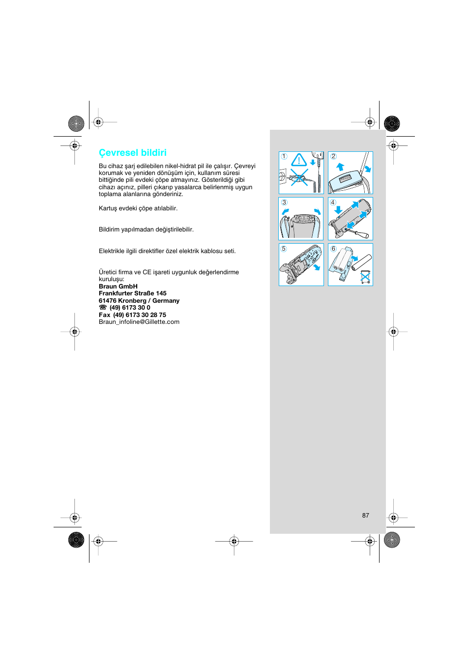 Çevresel bildiri | Braun 8595 Activator  EU User Manual | Page 87 / 99