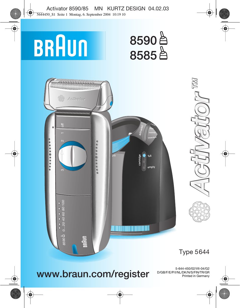 Braun 8585 Activator User Manual | 99 pages