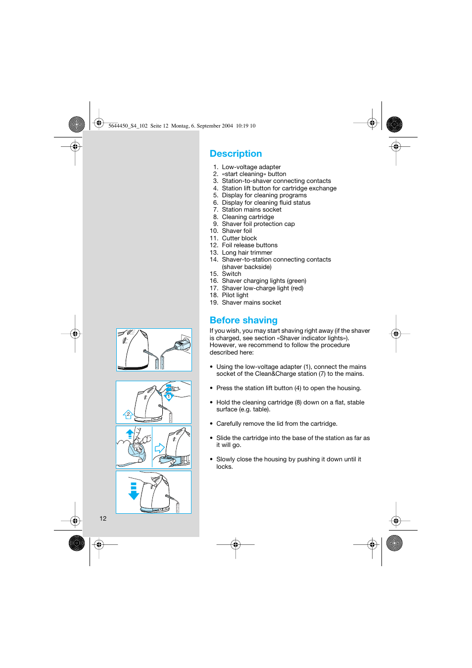 Description, Before shaving | Braun 8585 Activator User Manual | Page 12 / 99