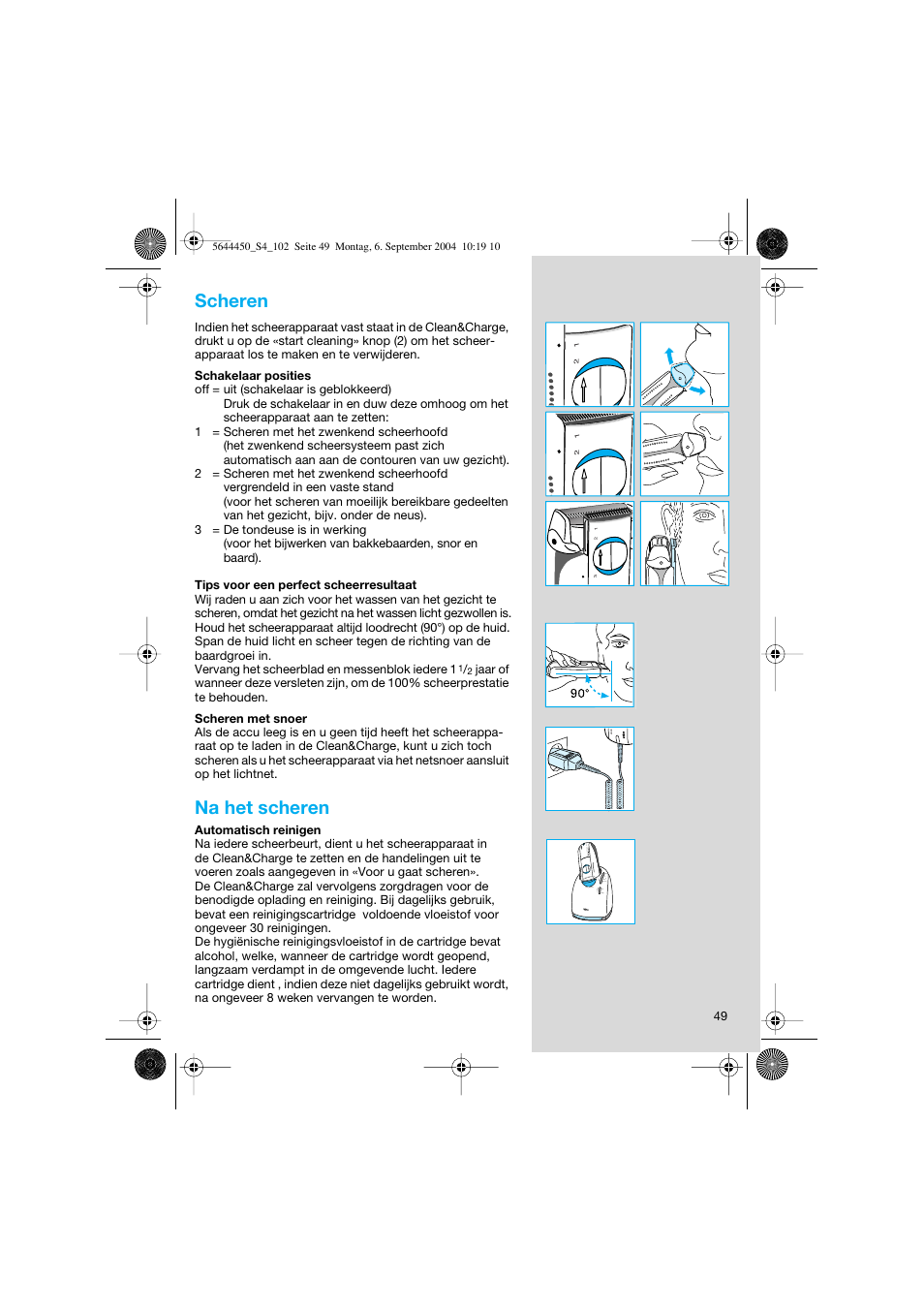 Scheren, Na het scheren | Braun 8585 Activator User Manual | Page 49 / 99