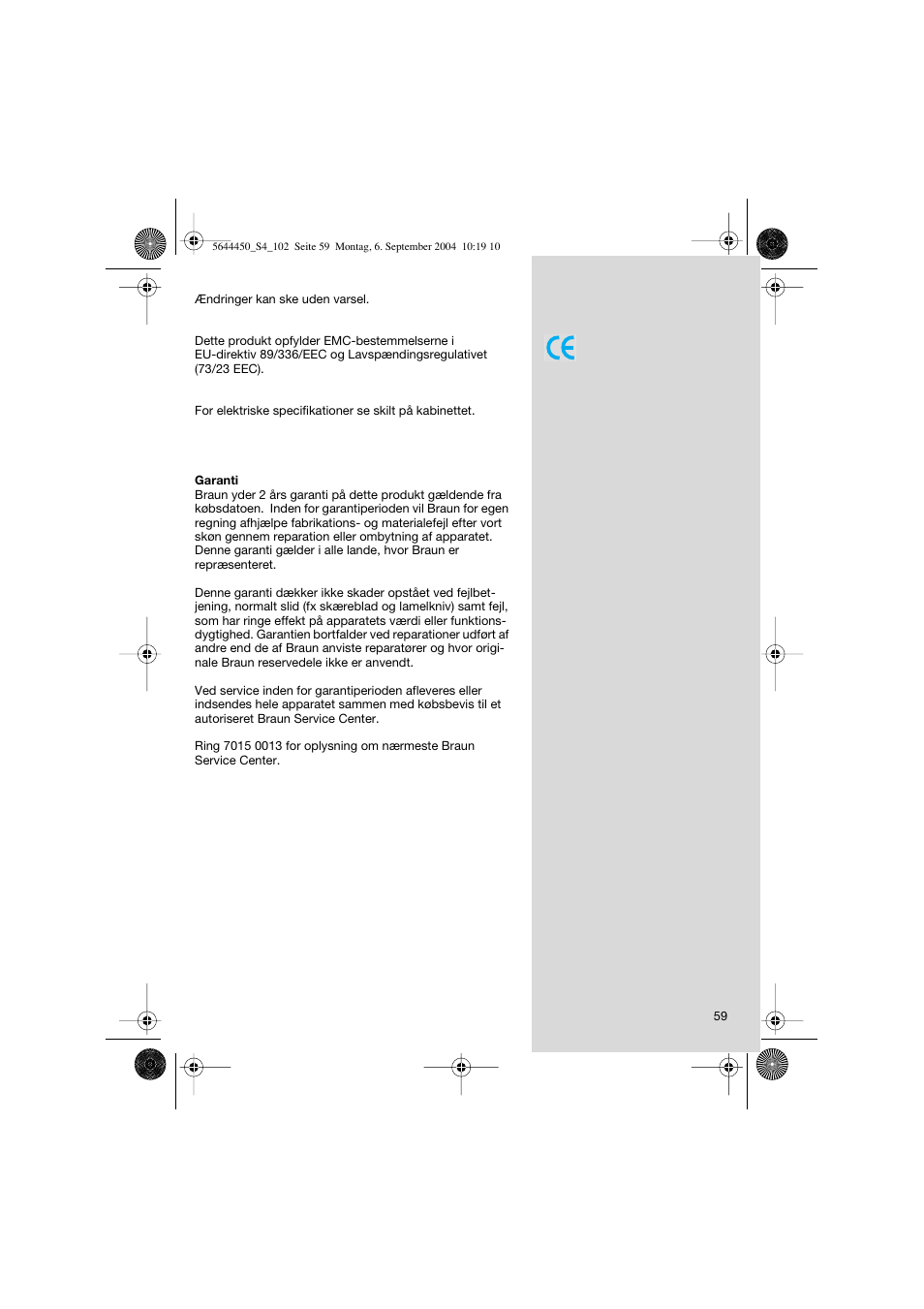 Braun 8585 Activator User Manual | Page 59 / 99