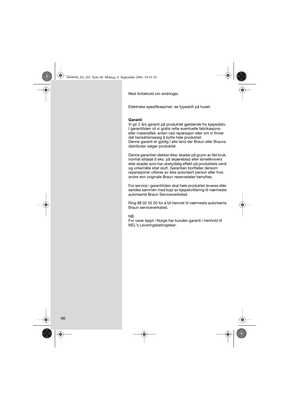 Braun 8585 Activator User Manual | Page 66 / 99