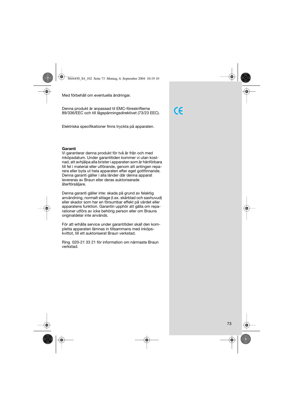 Braun 8585 Activator User Manual | Page 73 / 99