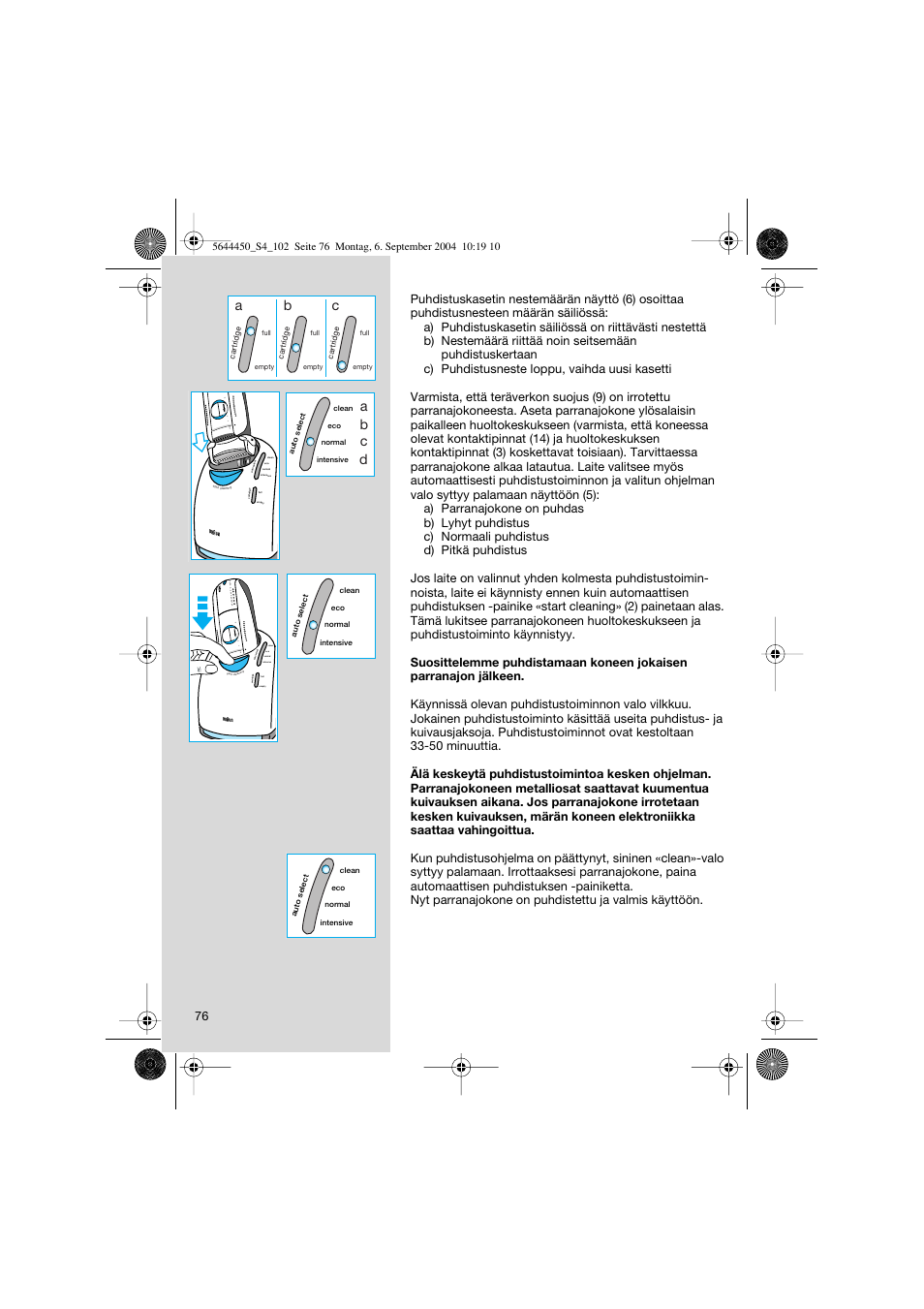 Ab c, 32 1 of f, Ab c d | Braun 8585 Activator User Manual | Page 76 / 99