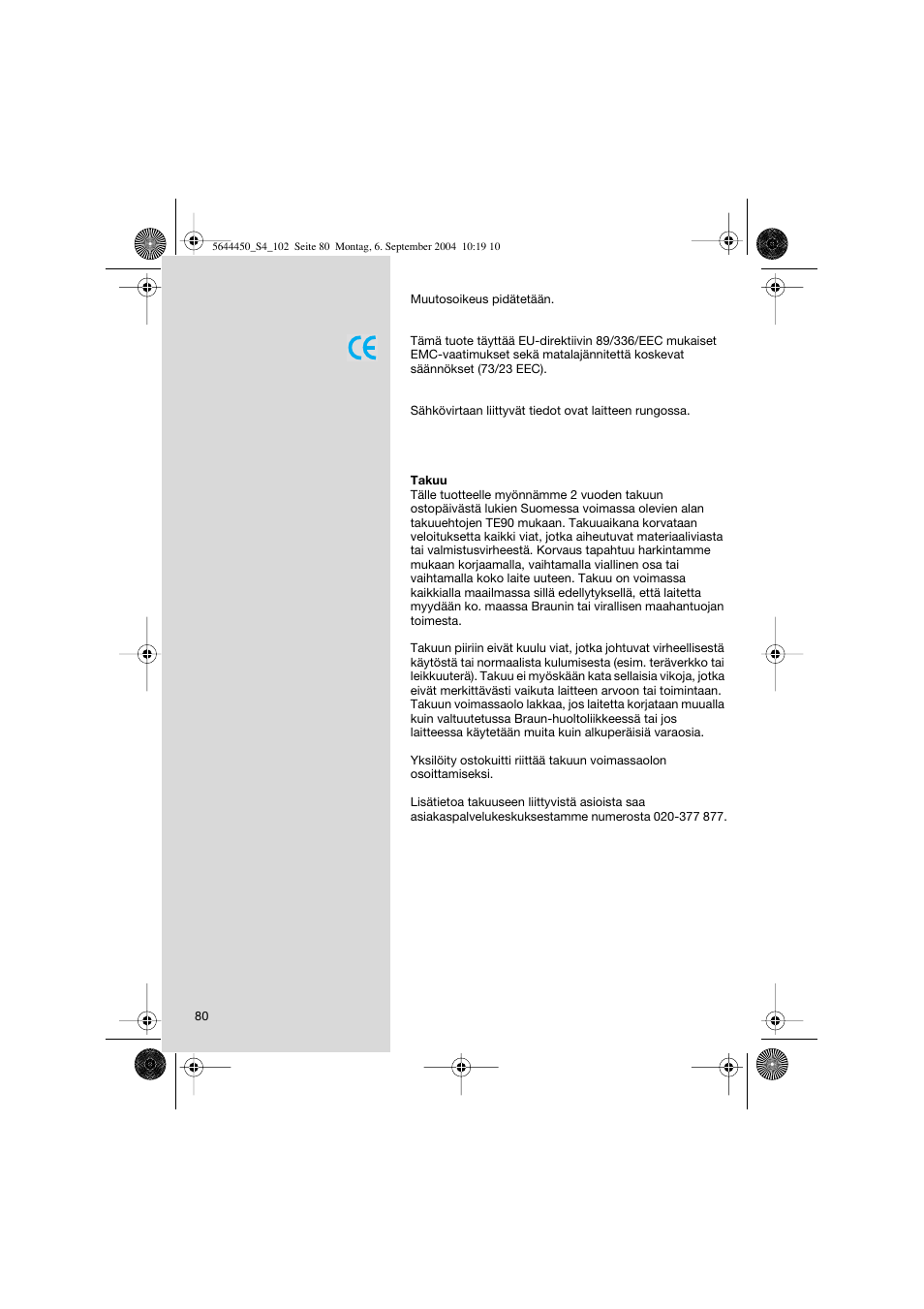 Braun 8585 Activator User Manual | Page 80 / 99