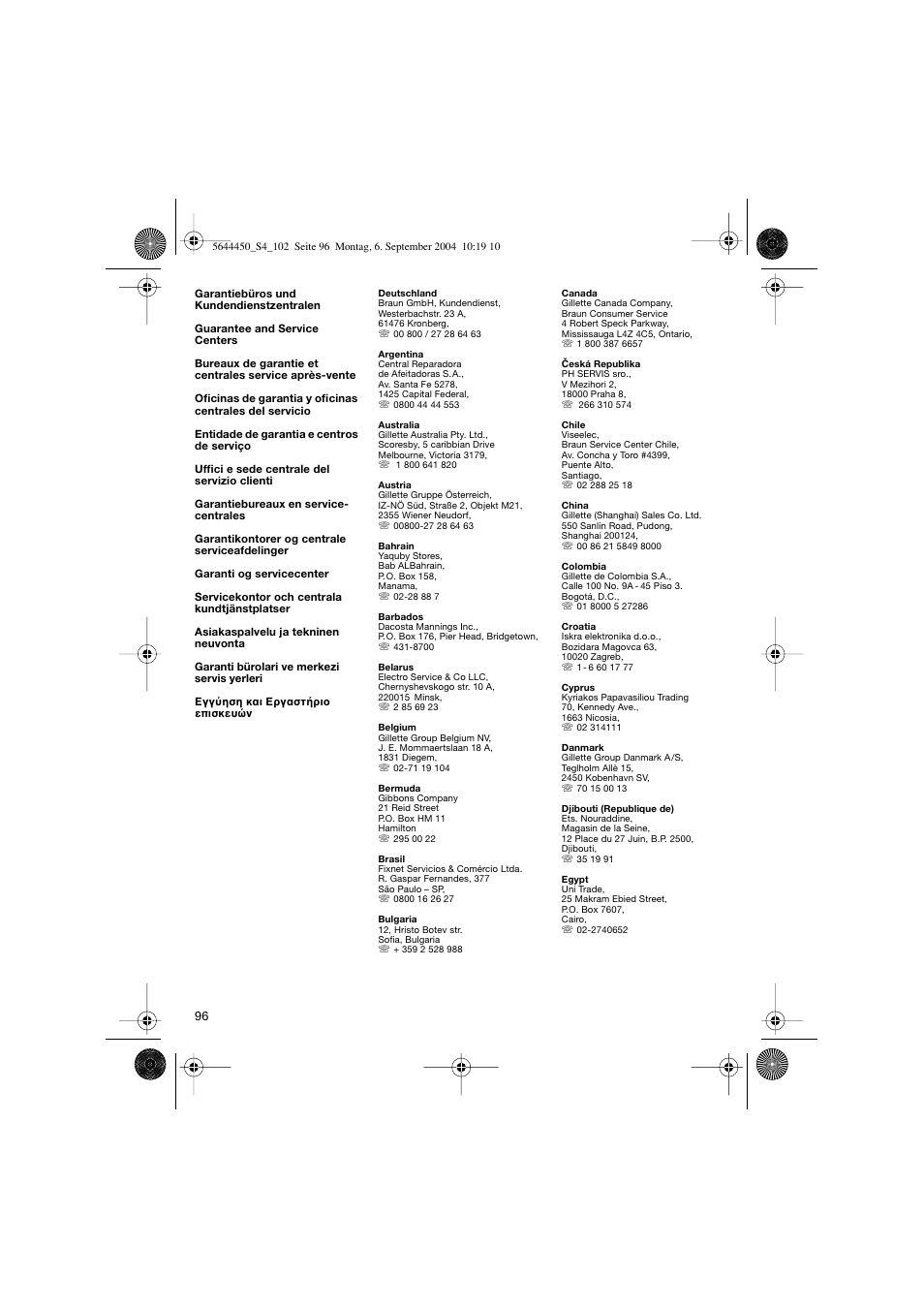 Braun 8585 Activator User Manual | Page 96 / 99