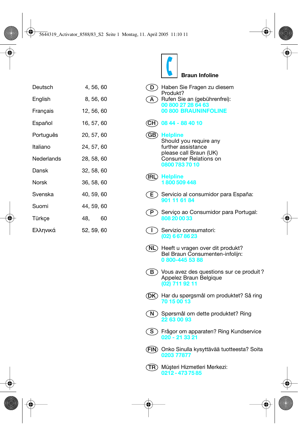 Braun 8588 Activator User Manual | Page 2 / 66