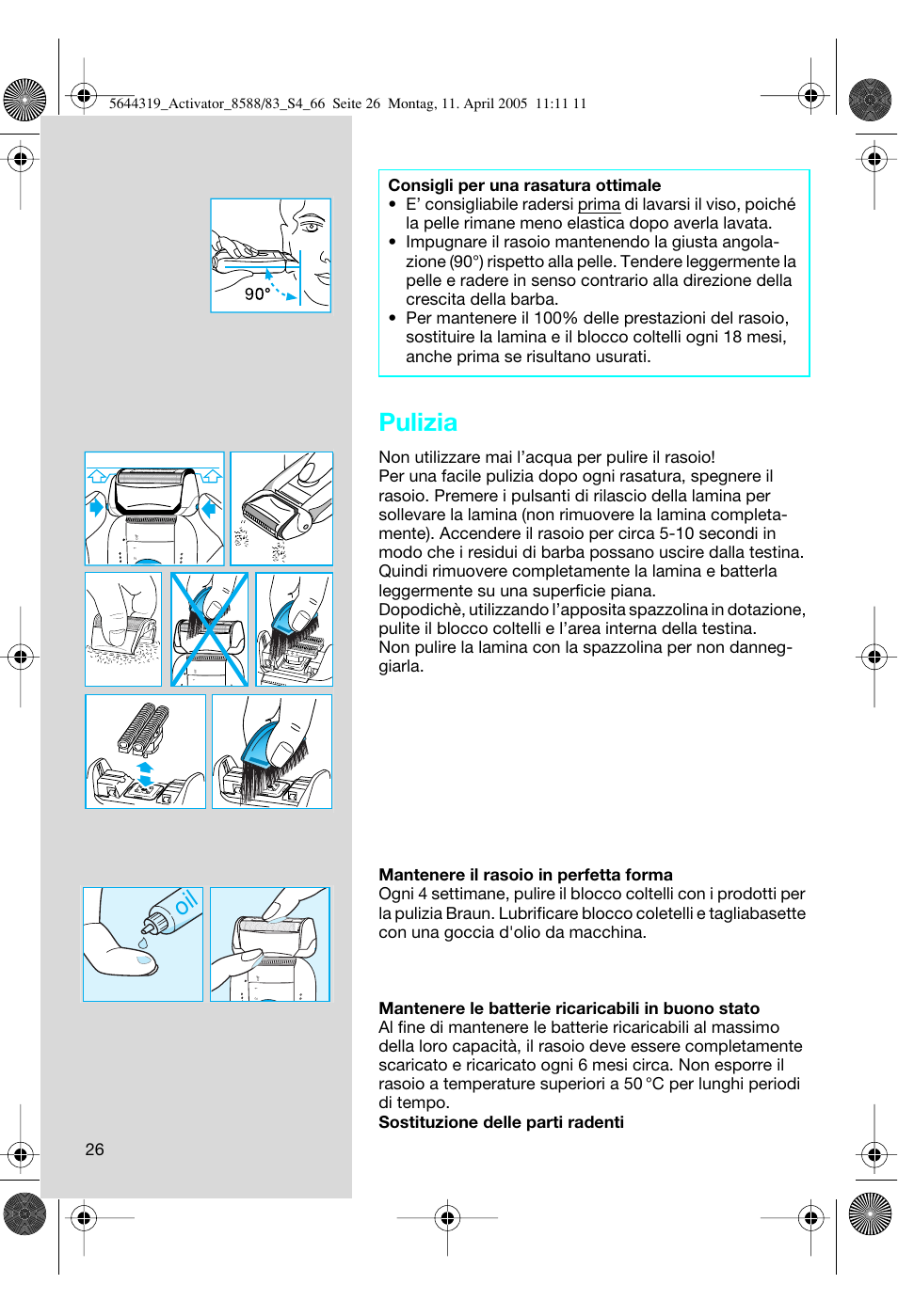 Pulizia | Braun 8588 Activator User Manual | Page 26 / 66