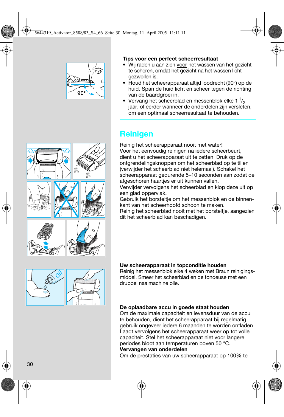 Reinigen | Braun 8588 Activator User Manual | Page 30 / 66