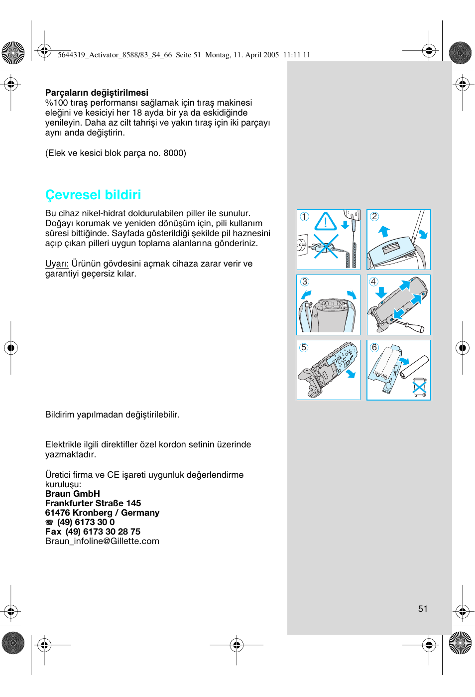 Çevresel bildiri | Braun 8588 Activator User Manual | Page 51 / 66