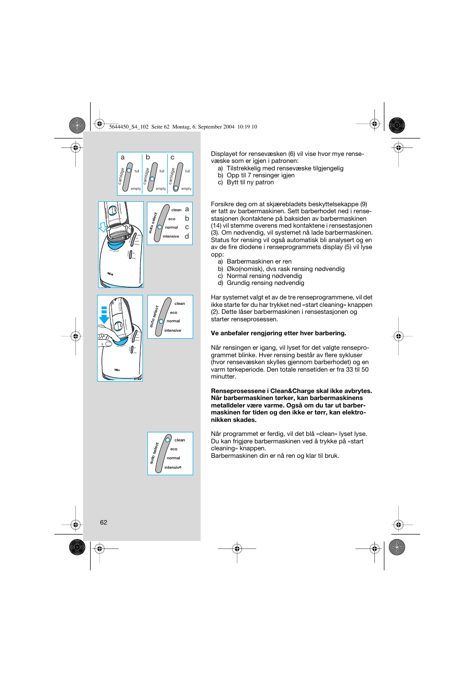 Ab c, 32 1 of f, Ab c d | Braun 8590 Activator  EU User Manual | Page 62 / 99