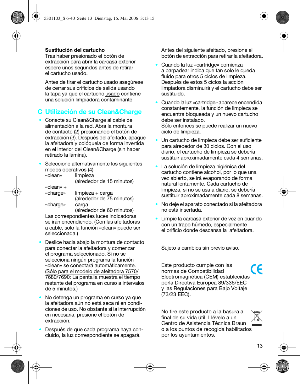 C utilización de su clean&charge | Braun Clean & Charge (Syncro) User Manual | Page 12 / 36