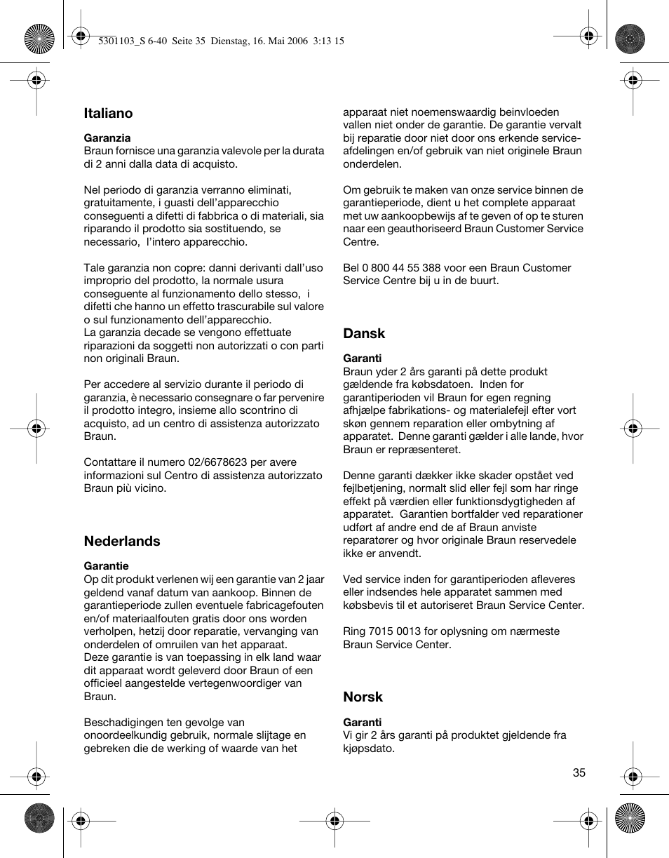 Braun Clean & Charge (Syncro) User Manual | Page 34 / 36