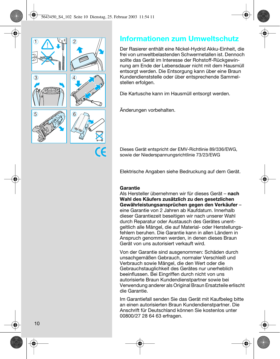 Informationen zum umweltschutz | Braun Clean & Charge (Activator) User Manual | Page 10 / 99