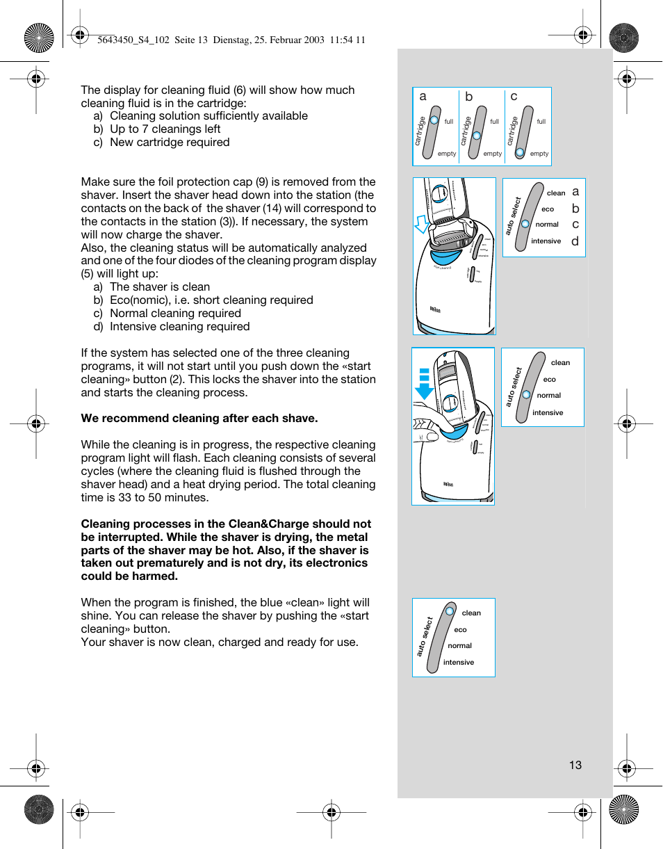Ab c, Ab c d | Braun Clean & Charge (Activator) User Manual | Page 13 / 99