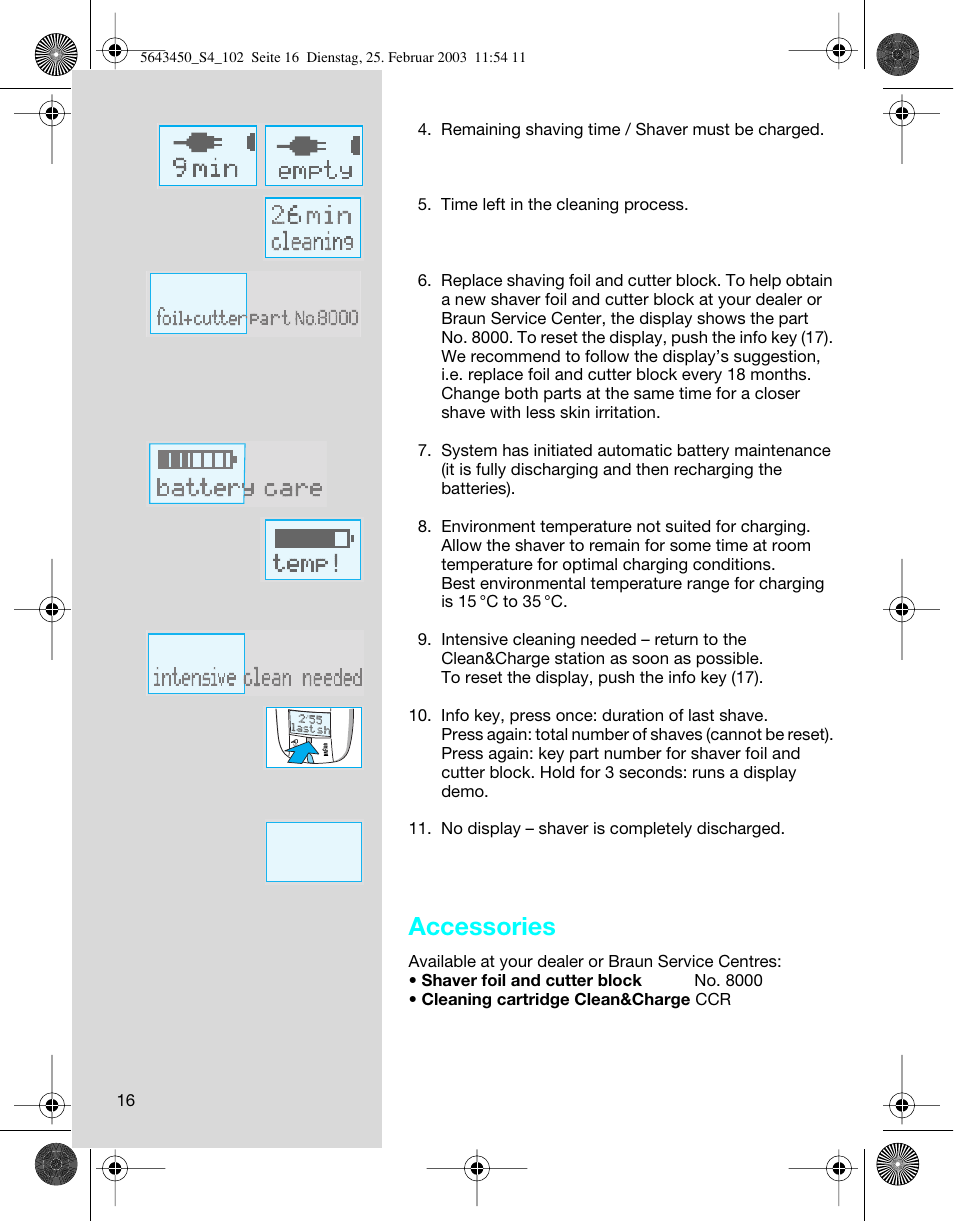 Accessories | Braun Clean & Charge (Activator) User Manual | Page 16 / 99