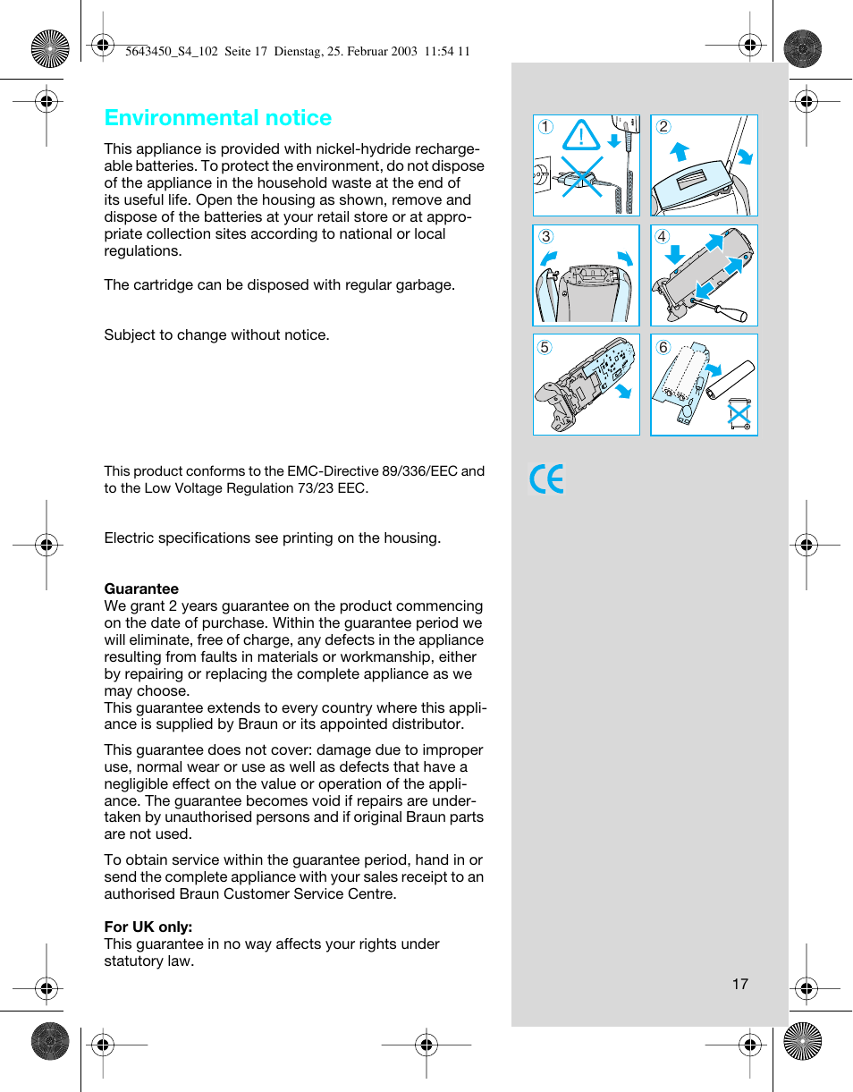 Environmental notice | Braun Clean & Charge (Activator) User Manual | Page 17 / 99
