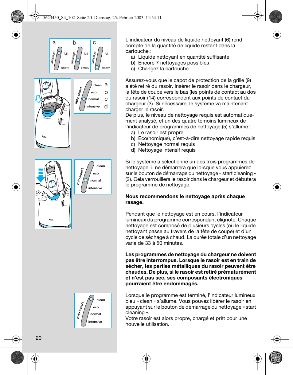 Ab c, Ab c d | Braun Clean & Charge (Activator) User Manual | Page 20 / 99