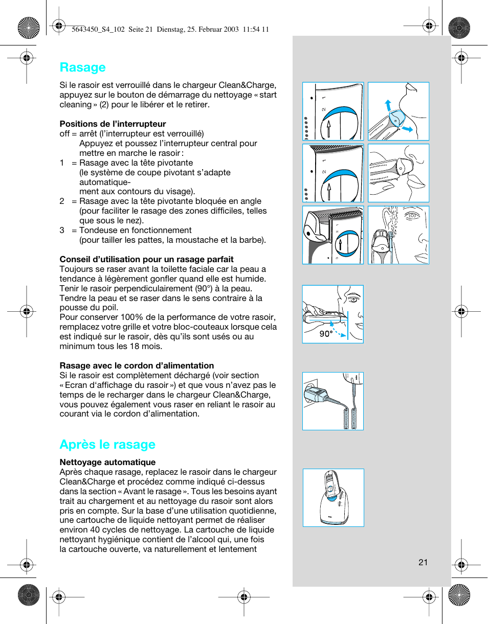 Rasage, Après le rasage | Braun Clean & Charge (Activator) User Manual | Page 21 / 99