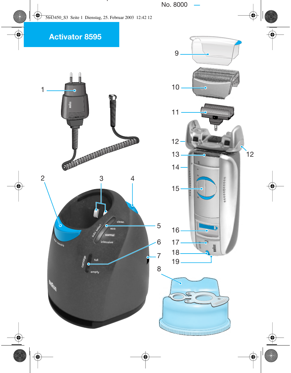 Activator 8595, No. 8000 | Braun Clean & Charge (Activator) User Manual | Page 3 / 99