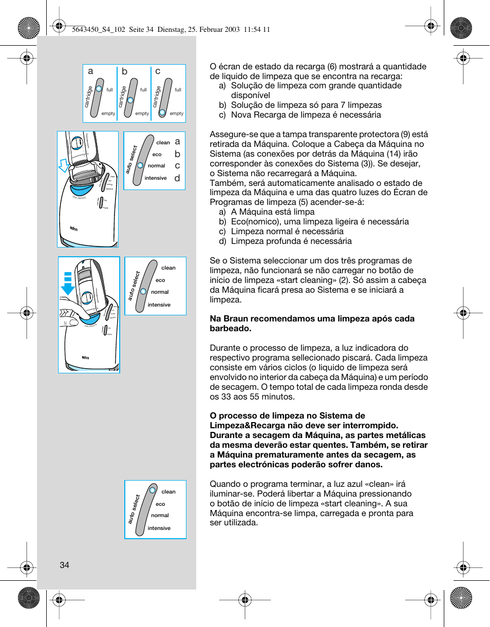 Ab c, Ab c d | Braun Clean & Charge (Activator) User Manual | Page 34 / 99