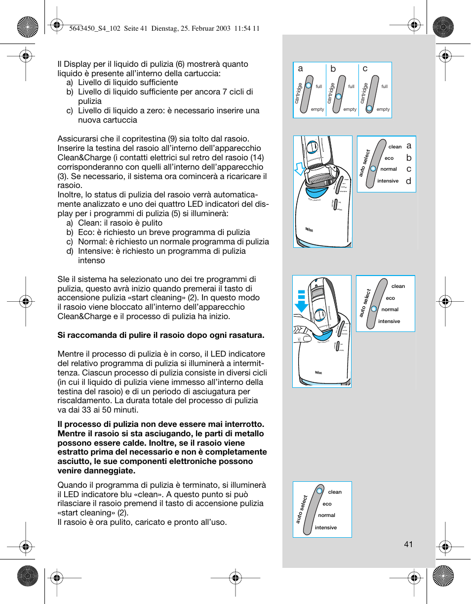 Ab c, Ab c d | Braun Clean & Charge (Activator) User Manual | Page 41 / 99